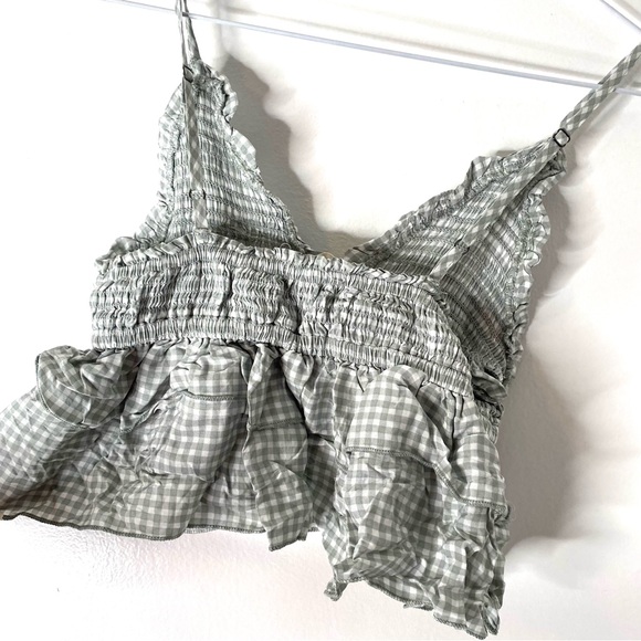 Ocean Drive Green White Checker Plaid Cottagecore Crop Top NWT - Picture 6 of 6